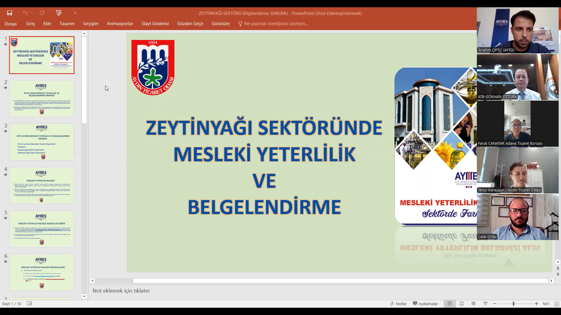 AYTO- AYMES Mesleki Yeterlilik ve Belgelendirme Merkezi, Adana Ticaret Borsası Üyesi zeytinyağı firmaları için Zeytinyağı ve Bitkisel Yağ Sektöründe Mesleki Yeterlilik Belgesi bilgilendirme toplantısı düzenledi.